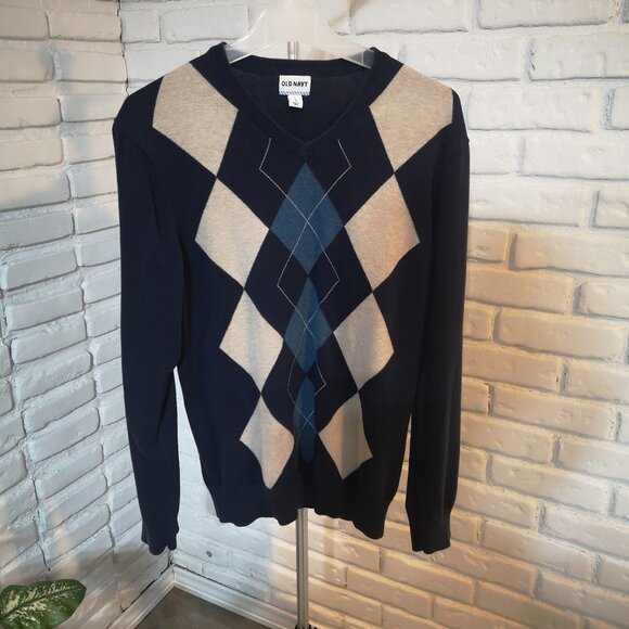 Old Navy Men's Argile Pattern Lightweight V-neck Sweater - Picture 1 of 10